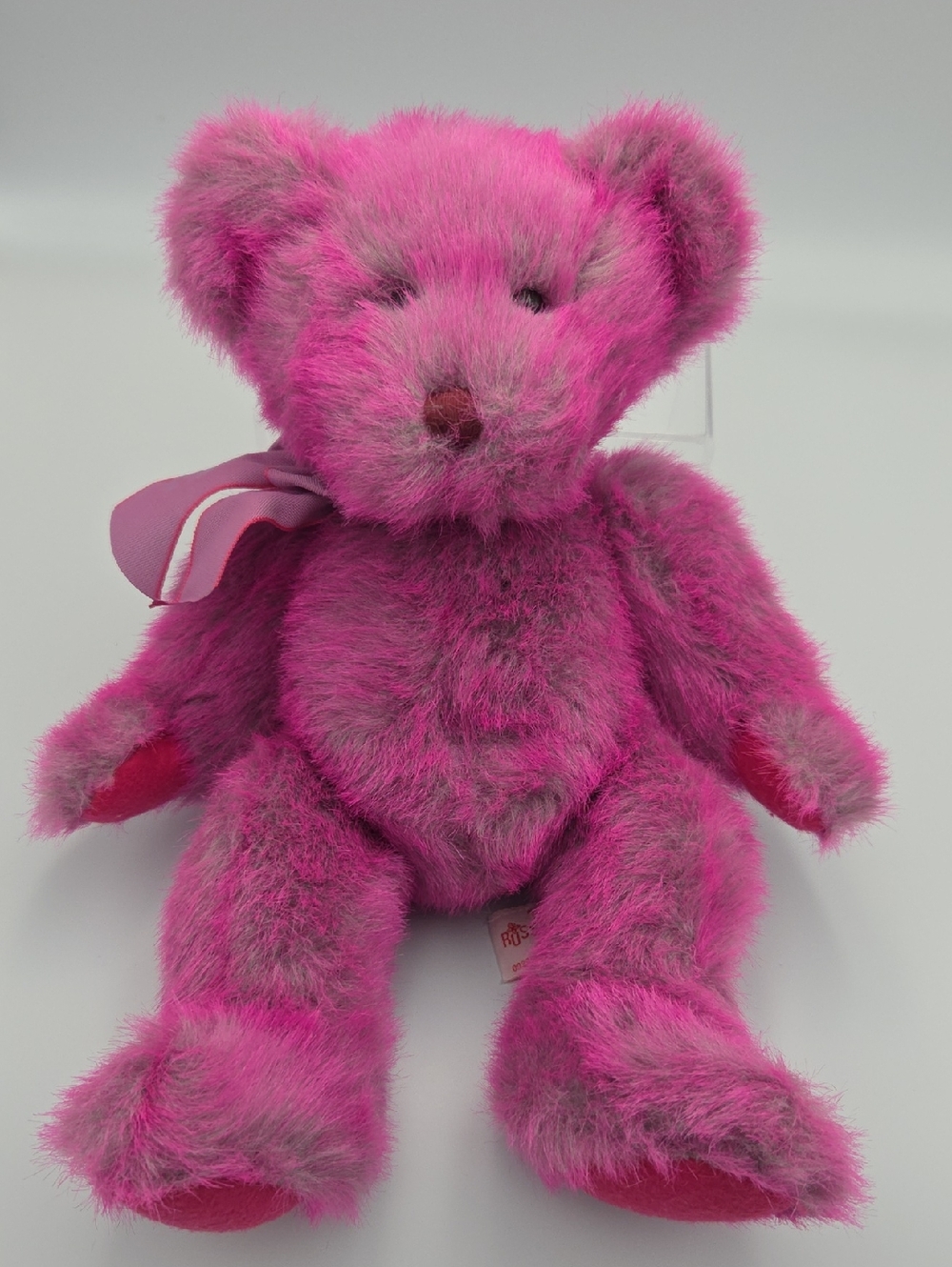 Russ Bright Pink Plush Teddy with Gray Accents